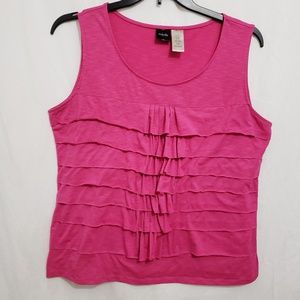 Rafaella hot pink ruffled tank top, XL